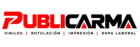 logotipo publicarma rojo y negro