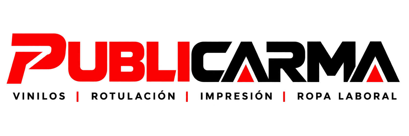 logotipo publicarma rojo y negro